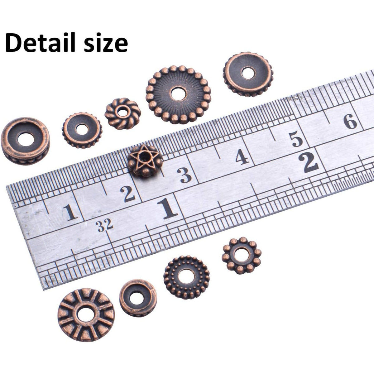 100 Gram(About 170-300pcs) Spacer Beads Jewelry Bead Charm Spacers Alloy Spacer Beads for Jewelry Making DIY Bracelets Necklace and Crafting,Antique Copper