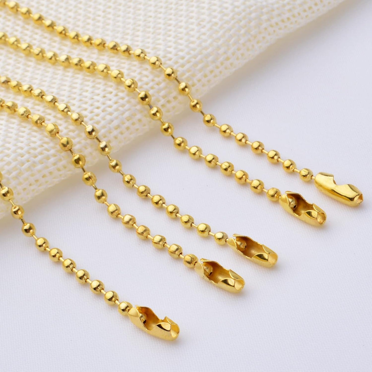 Ball Bead Chains, 100pcs 15cm Metal Long Bead Connector Clasp Ball Bead Chains Keychains Dog Tag Chains for Jewelry Finding Making Accessories, 2.4mm Diameter