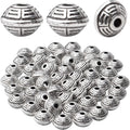 100pcs 8.5mm Tibetan Spacer Beads Bicone Bead Spacer Alloy European Spacers Loose Beads Jewelry Spacer Charms with A Box for DIY Jewelry Making