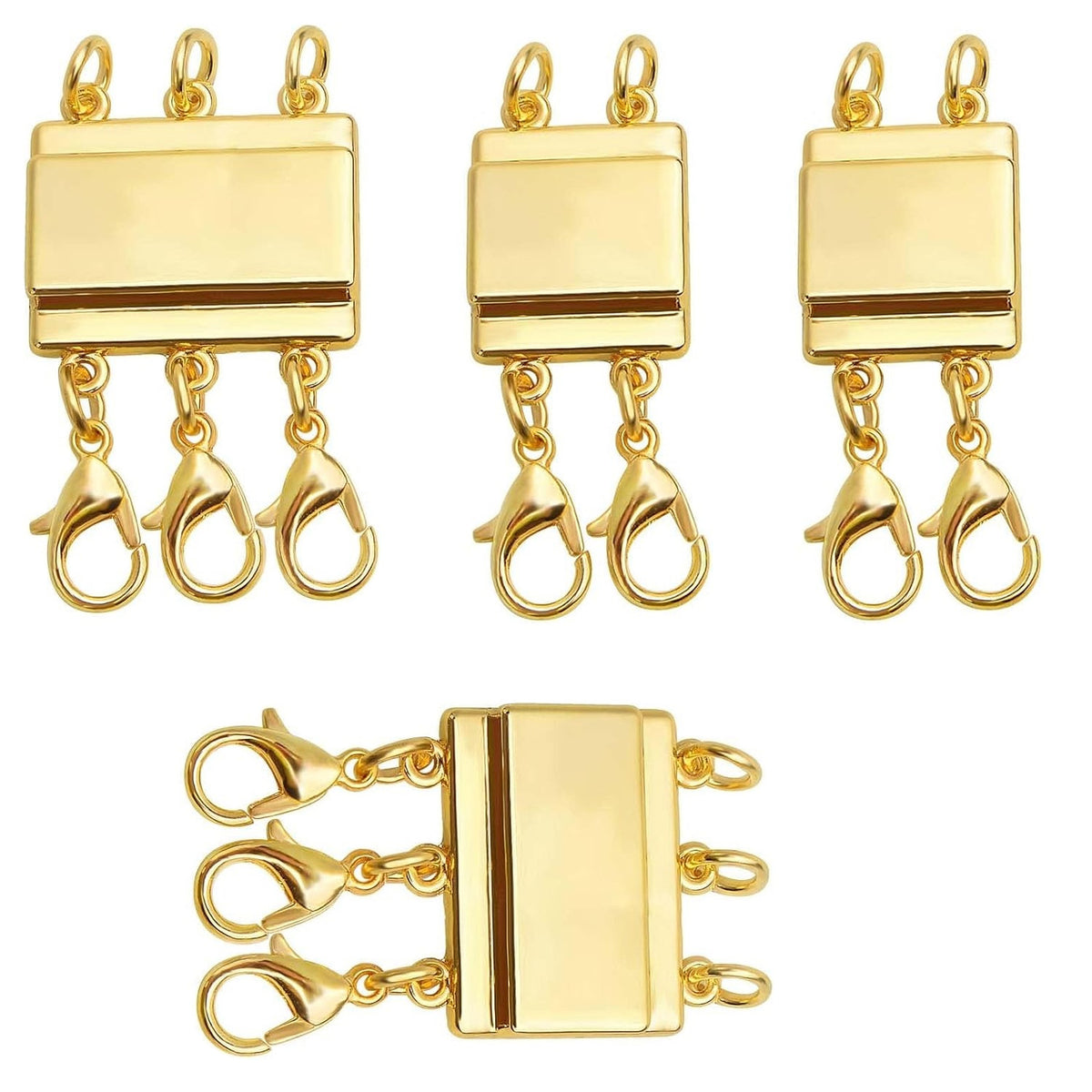 4pcs 2 Sizes Multiple Layering Necklace Clasp Connectors Multi Strands Slide Clasp Lock Magnetic Tube Clasps with A Box for Layered Bracelet Jewelry Craft Making, 2 Colors