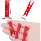 100 Pieces Clear Plastic Clothespins Mini Transparent Craft Clips Pictures Paper Peg Pins for Hanging Photos String Fairy Lights Wedding Party Decor, Red
