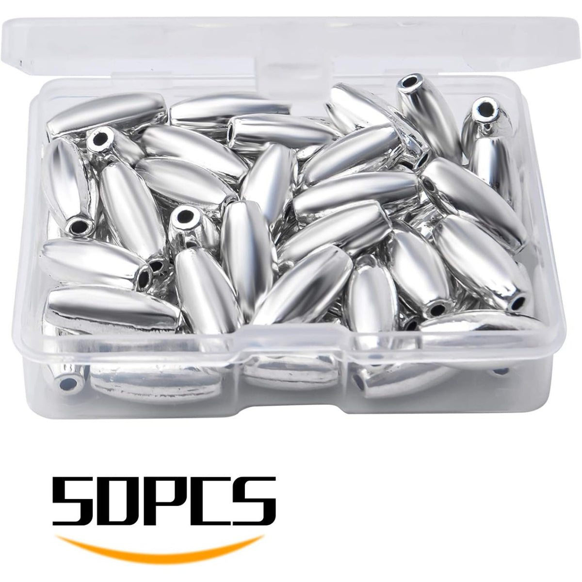 50pcs Alloy Tibetan Spacer Beads Rice Shaped Bead Spacers Metal Loose Spacer Bead Jewelry Spacer Charms for DIY Jewelry Bracelet Necklace Crafts Making