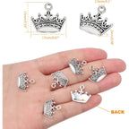 60 Pieces Antique Silver Tiara Crown Charms Vintage Alloy Mini Crown Princess Dangle Pendants Accessories for DIY Necklace Jewelry Making Brithday Party Gifts