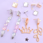 20pcs 2 Colors Rhombus Stud Earrings Stainless Steel Square Ear Studs Earring Post with Loop and 20pcs Silicone Earring Backs Replacements for Jewelry Making Supplies
