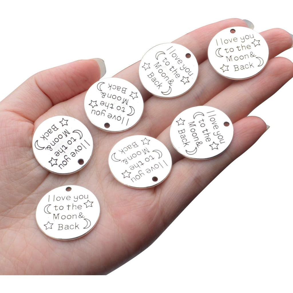 Inspiration Words Charms, 30 Pieces Lettering Saying Charms Messages Pendants Beads Jewelry Making Findings for DIY Necklace Bracelet - 24.5mm