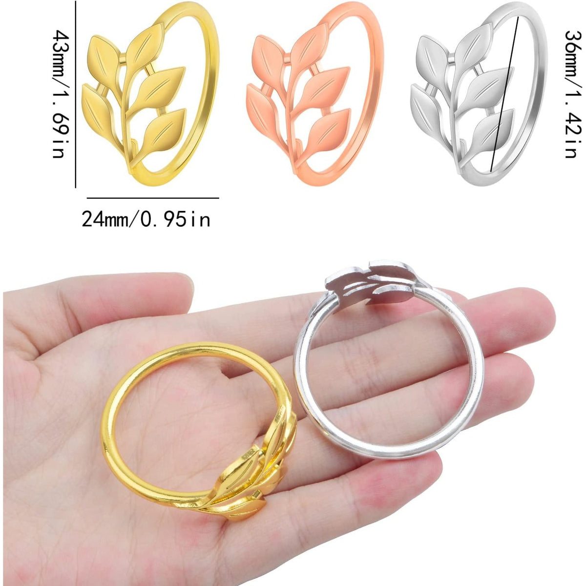 6 Pieces Leaf Napkin Rings Set Metal Napkin Holder Ring Buckles Napkin Band Adornment Dining Table Setting for Wedding Christmas Party Banquet Dinner Decor, 3 Colors