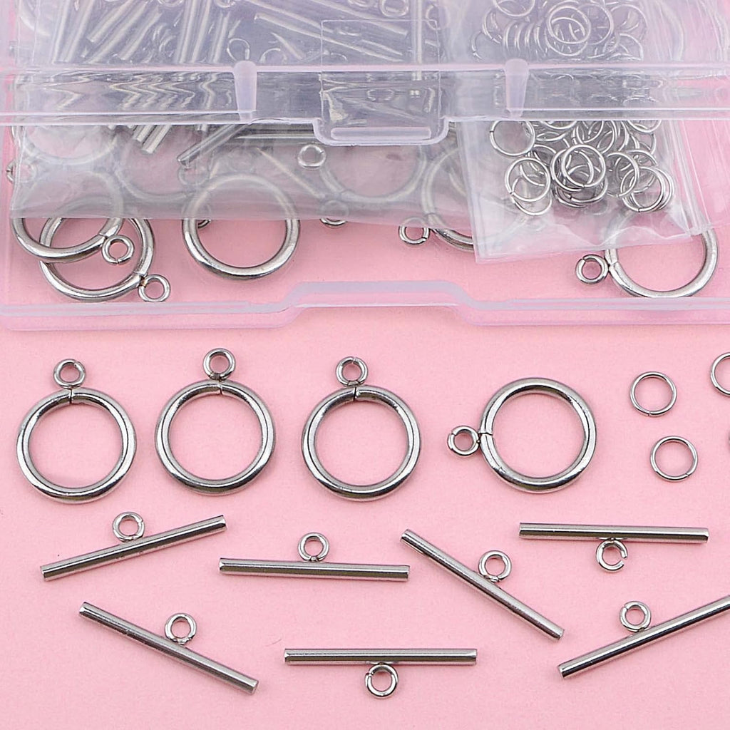 20 Sets Butterfly Bracelet Toggle Clasps T-Bar End Tibetan Closure Filled Fastener Hook Toggle Connectors for DIY Necklace Jewelry Craft Making, 2 Colors