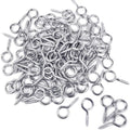 100 Pieces 1 inch Eye Hooks Small Screw Eyes Metal Eye Shape Screw Hooks Self-Tapping Screws Hooks Ring, Silver