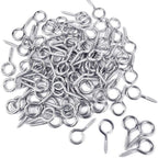 100 Pieces 1 inch Eye Hooks Small Screw Eyes Metal Eye Shape Screw Hooks Self-Tapping Screws Hooks Ring, Silver