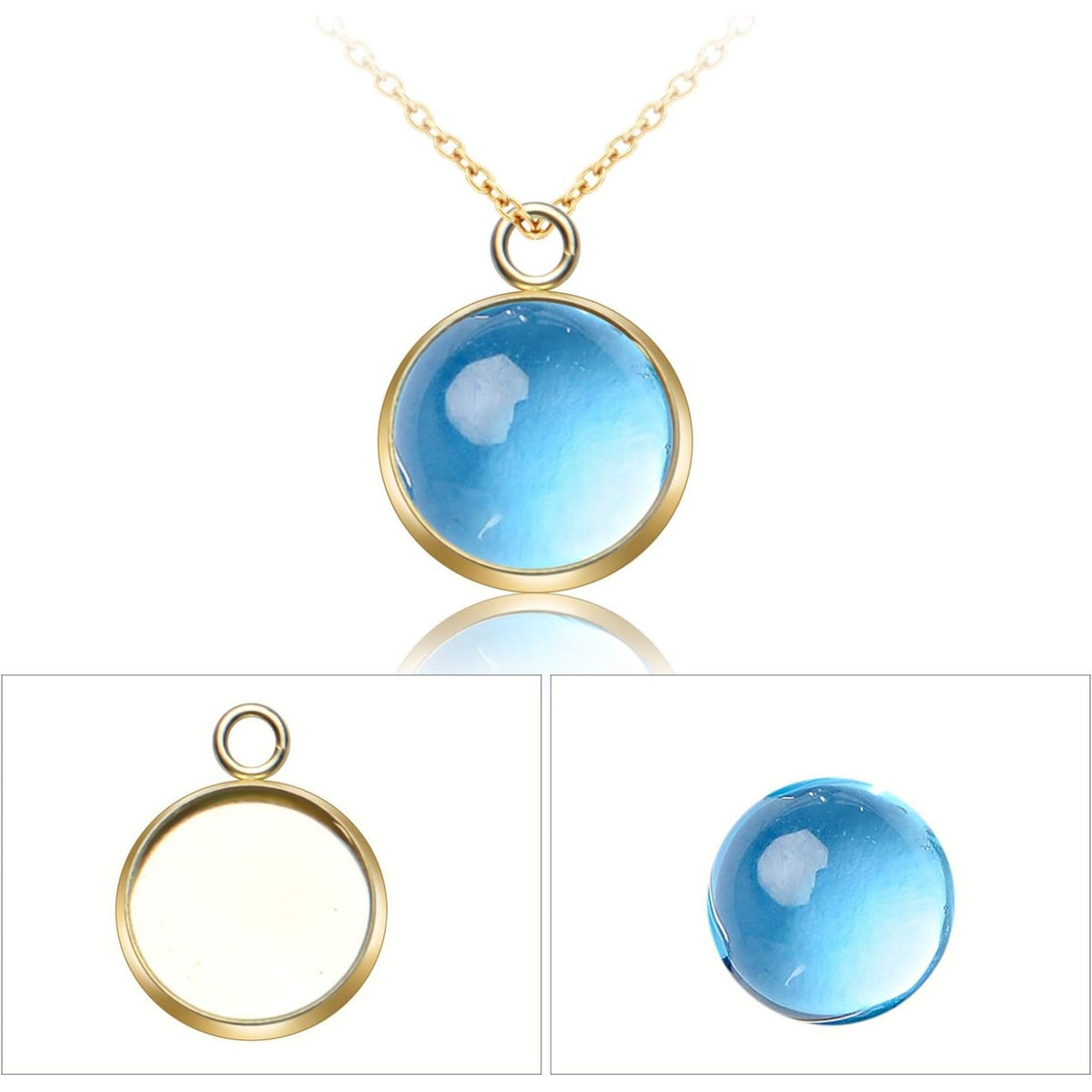 Stainless Steel Bezel Pendant Round Blank Trays, 50 Pcs - Cabochon Settings for Necklace & Earring DIY Jewelry Making