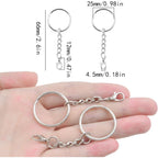 30pcs 25 mm Silver Split Keyrings with Chain Metal Keychain Rings Parts with Jump Rings Lanyard Snap Hook Lobster Claw Clasps for DIY Keychains Art Crafts Jewelry Making