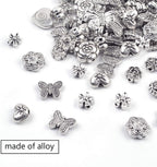 100 Gram(About 130-170pcs) Antique Tibetan Silver Alloy Butterfly Flower Beads Charm Bead Spacers Jewelry Findings Accessories for Bracelet Necklace Jewelry Making