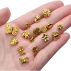 100 Gram(About 130-170pcs) Antique Gold Alloy Heart Butterfly Flower Beads Charm Bead Spacers Jewelry Findings Accessories for Bracelet Necklace Jewelry Making
