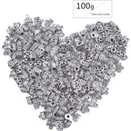 100g (About 130-170pcs) Mixed Antique Tibetan Silver Bail Beads,Spacer Bead,Bail Tube Beads,Bracelet Charms,Necklace Pendants for Jewelry and Craft Making(Small Size)
