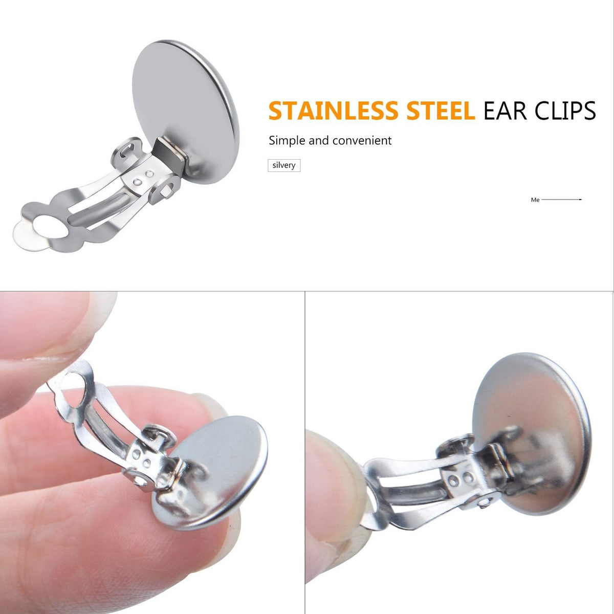 Clip-on Earring Converters, 20pcs (10 Pair) Flat Round Earring Trays 12mm Earring Cabochon Setting Converter for Non Pierced Ears Earring Making - Silver