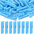 100 Pieces Blue Plastic Photo Clips Mini Utility Paper Clip Clothespins Peg Pin Clips for Hanging Pictures Arts Crafts, 3.4 cm x 0.5 cm