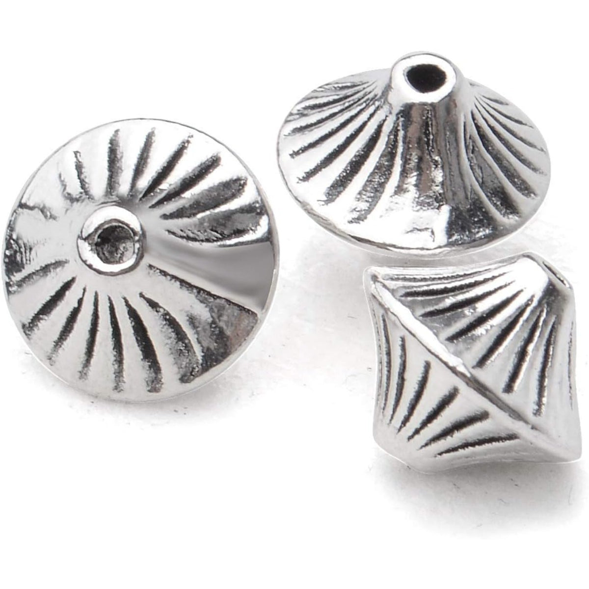 50pcs Antique Silver Bicone Spacer Beads Tibetan Spacers European Beads Jewelry Spacer Charms with A Box for Bracelet Necklace Jewelry Making Findings Accessories