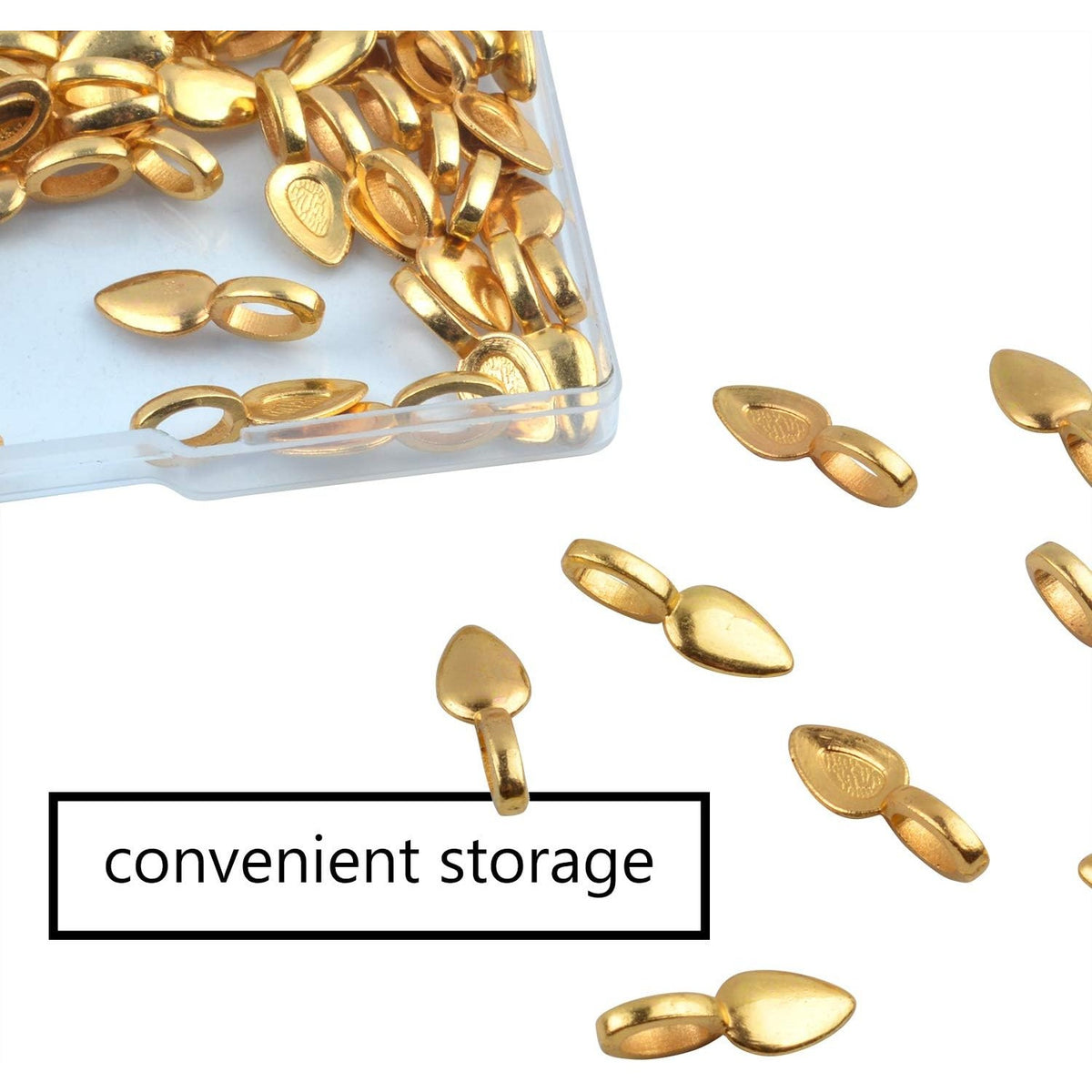 60Pcs Gold Oval Spoon Scrabble Leaf Glue On Flat Rocks Earring Pad Pendant Bails Cabochon Setting for Fitting Glass Cabochon Tiles Necklaces Pendants DIY Jewelry Making with 1Pcs Box