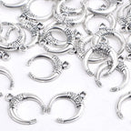 60 Pieces Antique Silver Crescent Moon Pendants Vintage Alloy Luna New Moon Dangle Charms Bulk Crafts Accessory for DIY Bracelet Necklace Earrings Jewelry Making