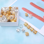50pcs Rhinestone Dreadlocks Beads Alloy Hair Ring Decoration Braiding Hair Braid Cuff Clip Beard Hollow Heart Tube Beads Accessories for Women Men, Golden and Silver