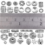 100 Gram Tibetan Antique Silver Spacer Beads Random Mixed Styles Alloy Flower Round Cone Column Loose Spacer Beads Accessories for DIY Crafts Jewelry Making Supplies
