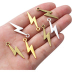 60pcs Lightning Bolt Pendants Alloy Flash Lightning Charms Thunder Flash Celestial Dangle Charms for DIY Earrings Bracelet Crafts Jewelry Making Accessory,28mm×7.7mm