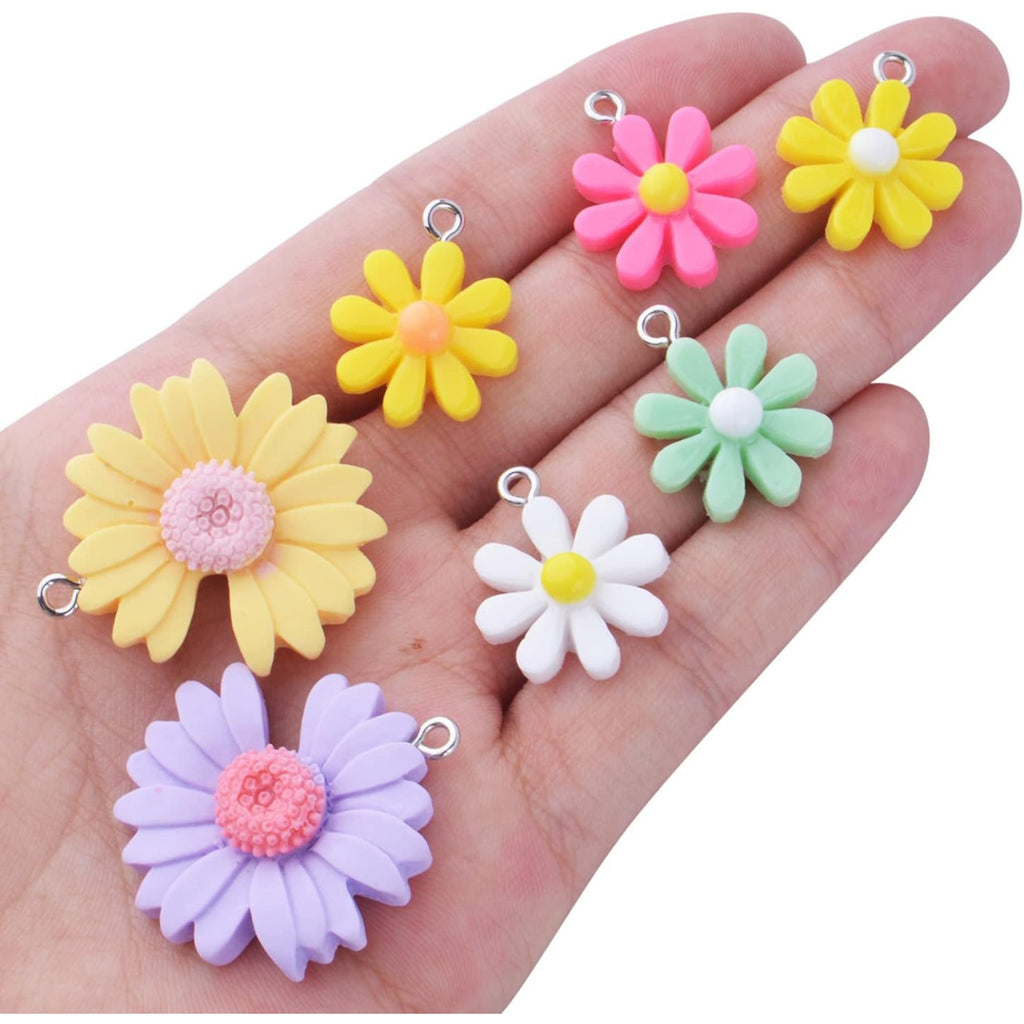 20pcs Colorful Flower Pendant Charms Resin Daisy Flower Charm Pendants Daisy Bead Charms for DIY Earrings Necklace Bracelet Jewelry Crafts Making Accessory, 2 Styles