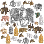 100g (About 20-40pcs) Mixed Alloy Elephant Charms Tibetan Animal Elephant Head Charms Pendants Jewelry Findings for Bracelets Necklace Crafts Making