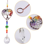 1pcs Rainbow Heart-Shaped Sun Catcher, Tree of Life Crystal Suncatcher Window Hanging Crystals Ornament Chakra Stones Prism Drop Pendant for Garden Home Car Lamp Window Decoration