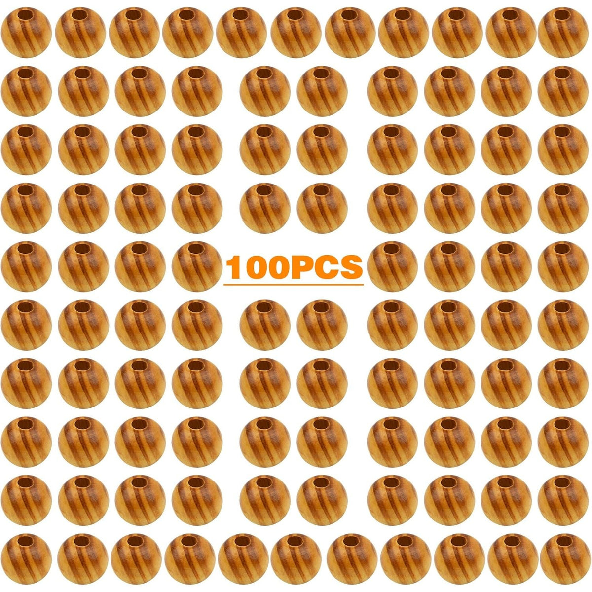 100pcs 14mm Round Natural Wood Macrame Beads - Wooden Loose Craft Spacer Beads for DIY Bracelet Jewelry Making Decoration