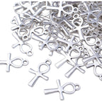 100pcs Antique Silver Double Sided Cross Charms Tibetan Alloy Religious Crucifix Crosses Pendants for DIY Crafts Necklace Bracelet Jewelry Making Sunday School Party Favors