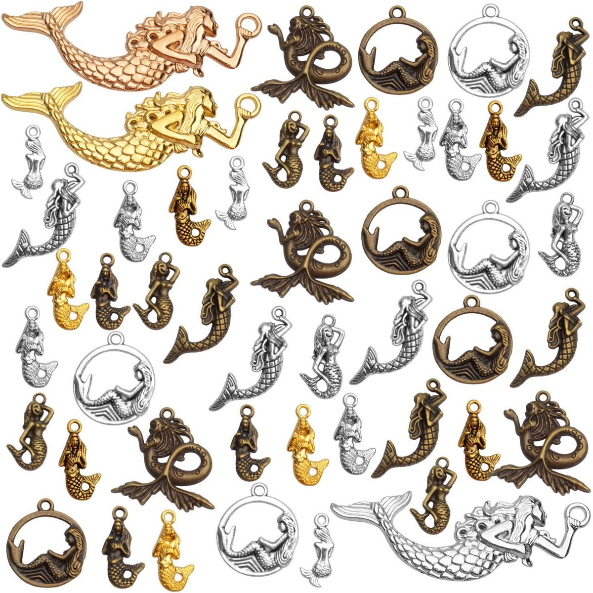 100g Mixed Mermaid Charms Alloy Charms Tibetan Pendant for DIY Bracelet Necklace Jewelry Making Findings Craft Supplies