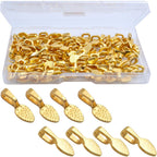 120Pcs Oval Spoon Scrabble Glue On Flat Rocks Earring Pad Bails for Fitting Glass Cabochon Tiles Necklaces Pendants with 1Pcs Box,Gold