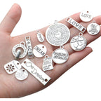 Inspiration Words Charms, 100g (40-60pcs) Mix Lettering Saying Pendants Engraved Motivational Charms Beads for Crafting, Jewelry Findings Making Accessory for DIY Necklace Bracelet
