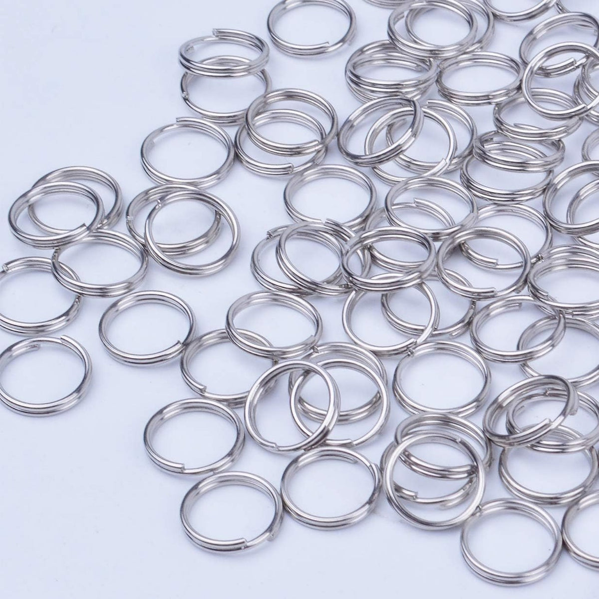 BronaGrand 200 Pieces Small Key Chain Rings Split Ring Key Chains for Keys Organization,10mm Diameter (Silver)