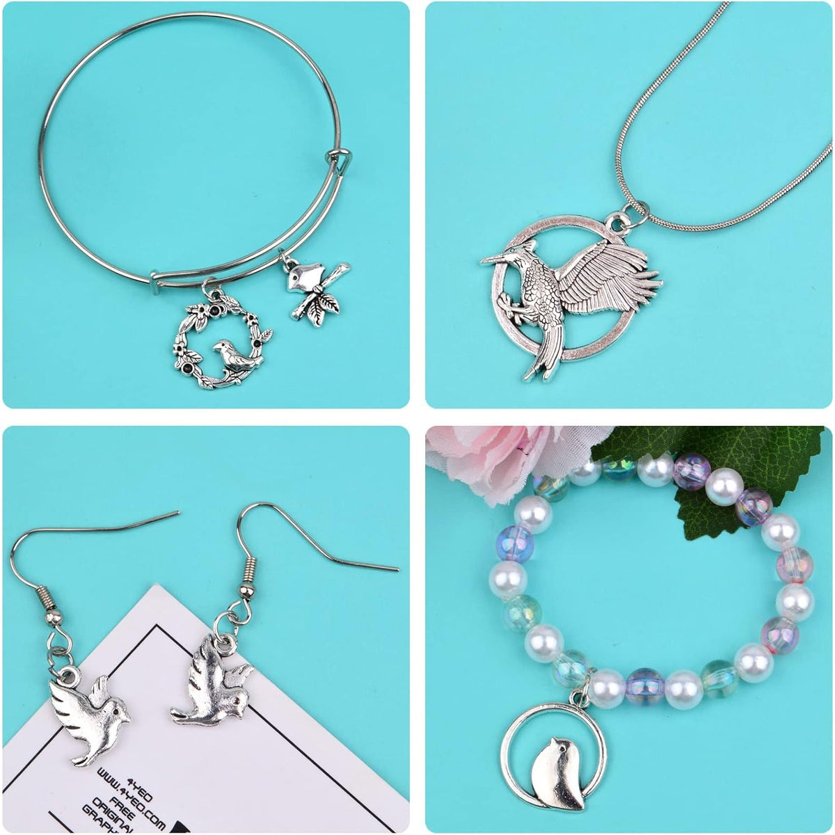 100 Gram Mixed Styles Bird Charms Tibetan Alloy Hummingbird Pigeon Swallow Pendants Vintage Animal Charms for DIY Necklace Bracelet Jewelry Making