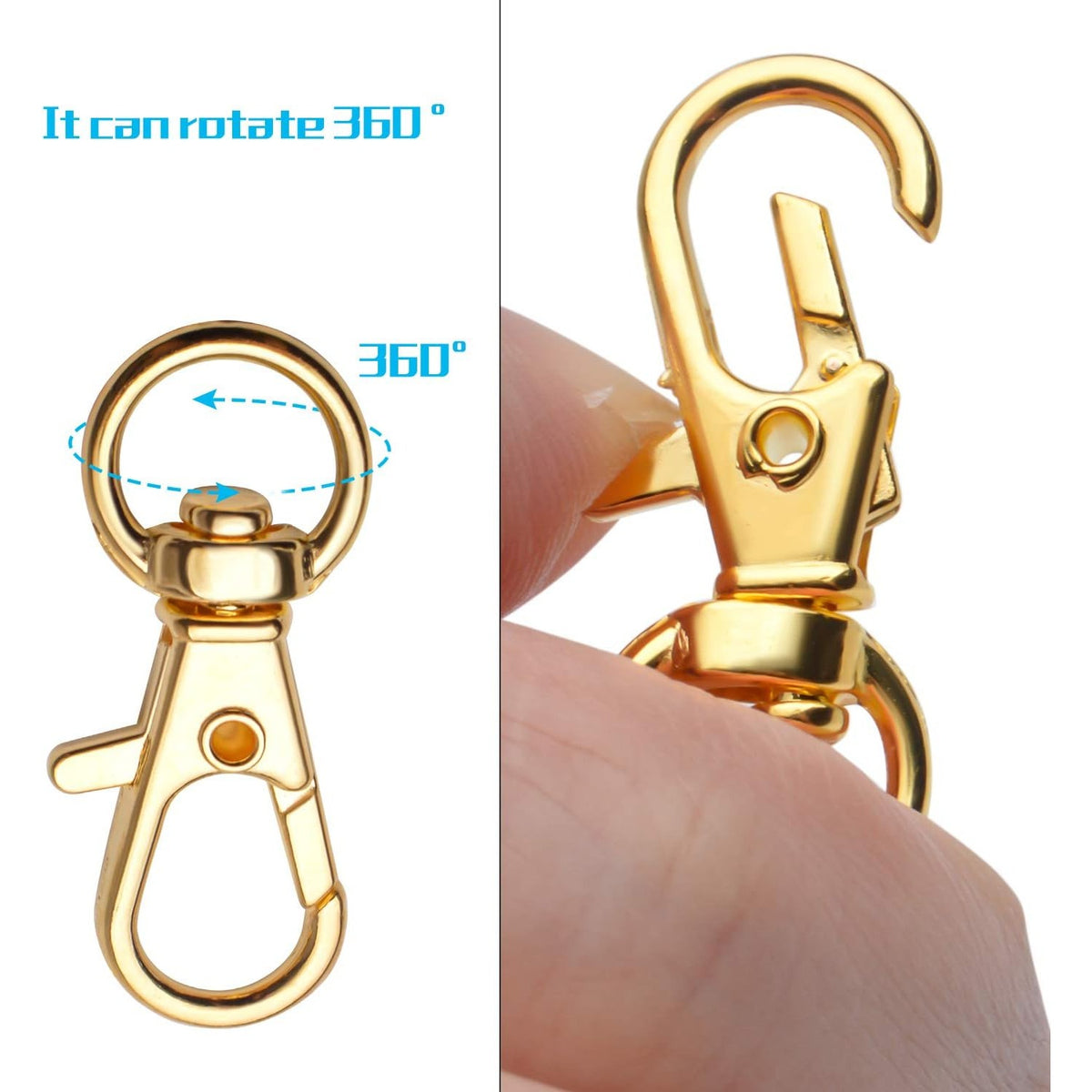 100PCS Swivel Snap Lobster Clasps Keychain Hooks 20 Pieces with Key Rings 40 Pieces and D Rings 40pcs for Bags, Lanyard Craft Making