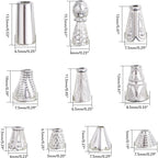 100 Gram (About 110-150pcs) Mixed Styles Cone Bead Caps Tibetan Alloy Flower Spacer Bead Caps Tassel End Caps for DIY Bracelet Necklace Jewelry Craft Making, Bright Silver