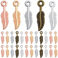 200 Pieces 5 Colors Feather Wing Charms Tibetan Alloy Leaf Dangle Pendants Jewelry Findings Accessories for DIY Necklace Bracelet Earrings Crafts Making