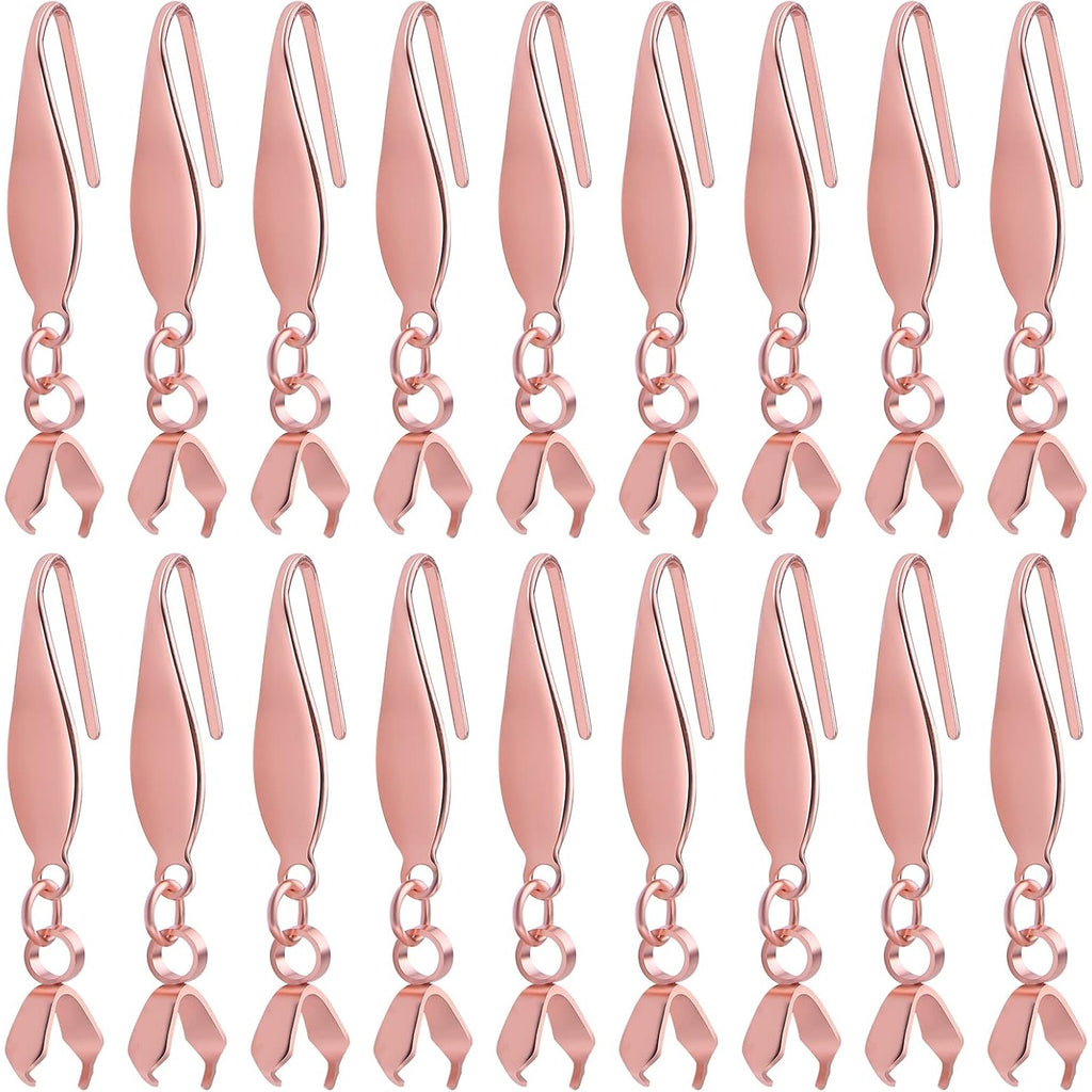 Stainless Steel Earring Hooks, 30pcs Pendant Clasp Earring Hooks Ear Wire Buckle Fish Hooks Dangle Earrings Connectors for Women Girls DIY Jewelry Making Supplies, Rose Gold