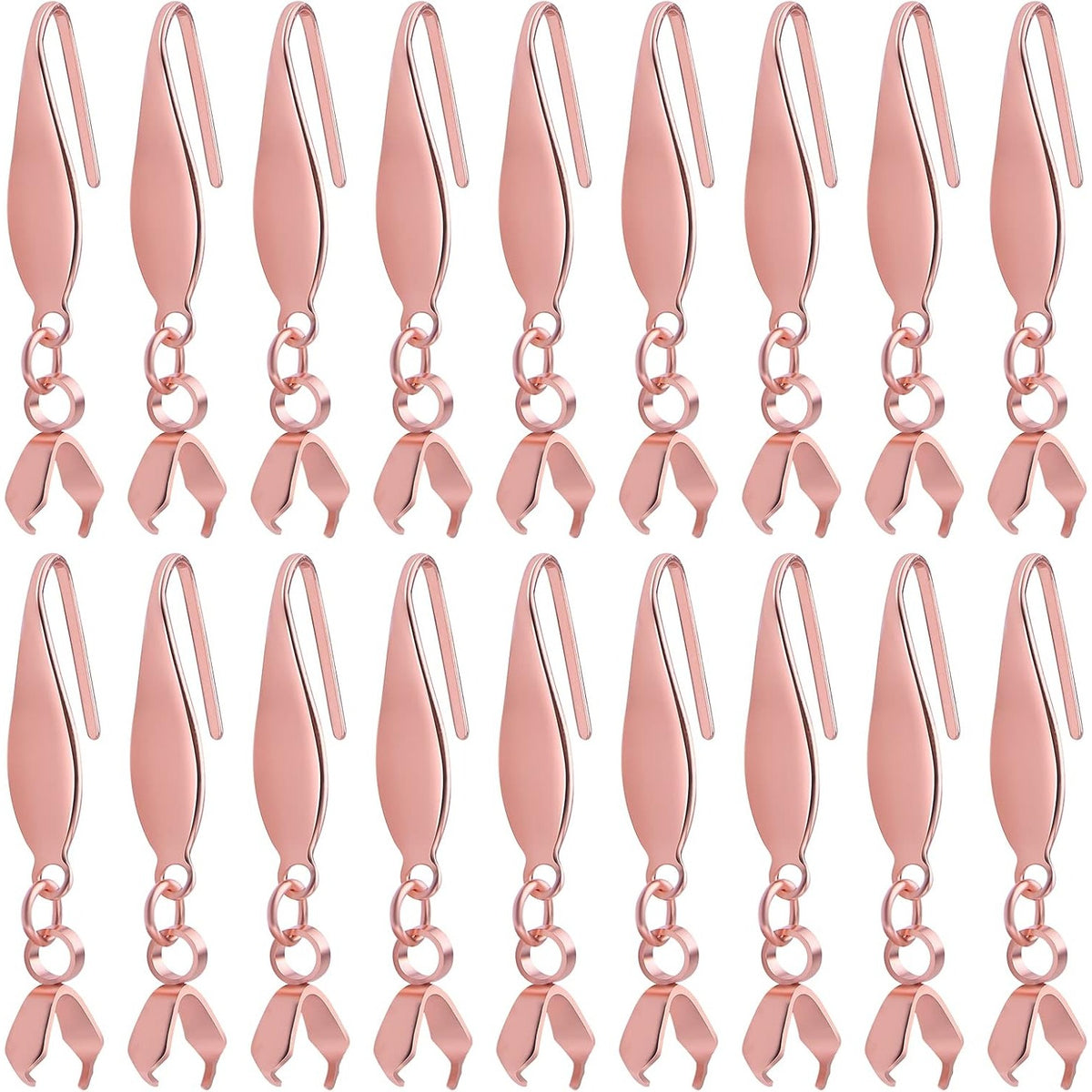 Stainless Steel Earring Hooks, 30pcs Pendant Clasp Earring Hooks Ear Wire Buckle Fish Hooks Dangle Earrings Connectors for Women Girls DIY Jewelry Making Supplies, Rose Gold
