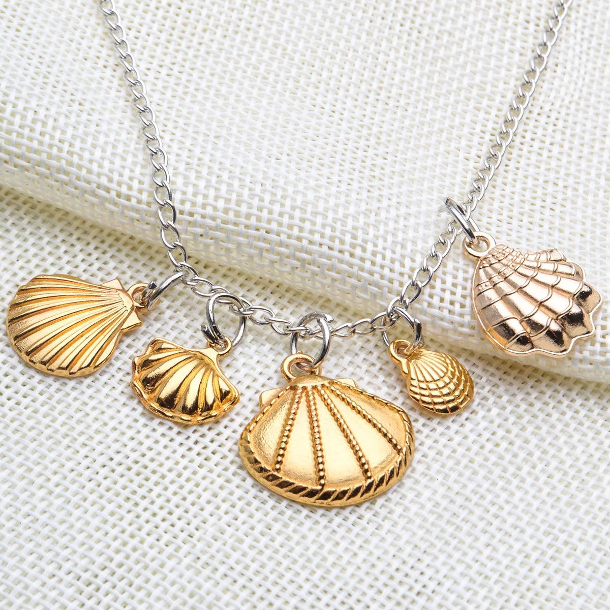 Seashell Charms, 100 Gram Gold Shell Ocean Theme Pendants - Conch, Scallops, Mussel, Marine Life, Sea Animals Dangle Charms for Jewelry Making, Necklace, Bracelet Crafting
