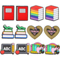 12Pcs Teacher Silicone Beads, School Pencil Blackboard Book Characters Floral Rubber Loose Spacer Beads Bulk for Necklaces Bracelets Keychain DIY Jewelry Making Crafts