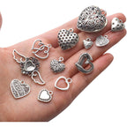 100g Antique Silver Love Heart Charm Alloy Tibetan style Heart Charm Jewelry Heart Charm Pendant for DIY Bracelet Necklace Jewelry Making Supplies