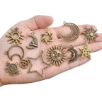 Celestial Charms,40pcs Craft Supplies Mixed Alloy Sun Moon Star Planet Pendants Accessories for DIY Necklace Bracelet Jewelry Making