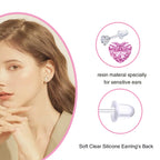 20 Pairs 6 mm Colorful Cubic Zirconia Earring Studs Hypoallergenic Plastic Resin Round Triangle Heart Flower Star Earrings with Earring Backs for Sensitive Ears Women Mom Gifts