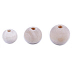 300pcs Natural Color Round Ball Wood Spacer Beads Jewelry Findings Charms(3 Sizes:10mm, 12mm and 14mm)