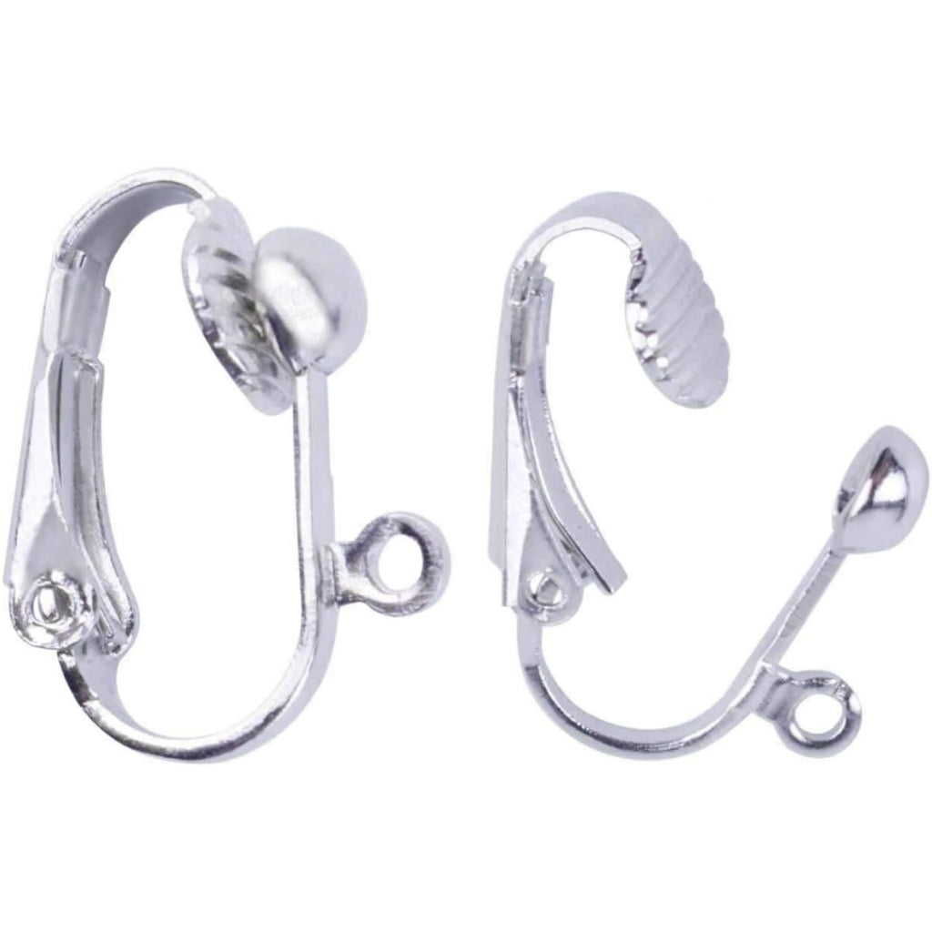 BronaGrand 20pcs Clip-on Earring Converter with Easy Open Loop (Silver)