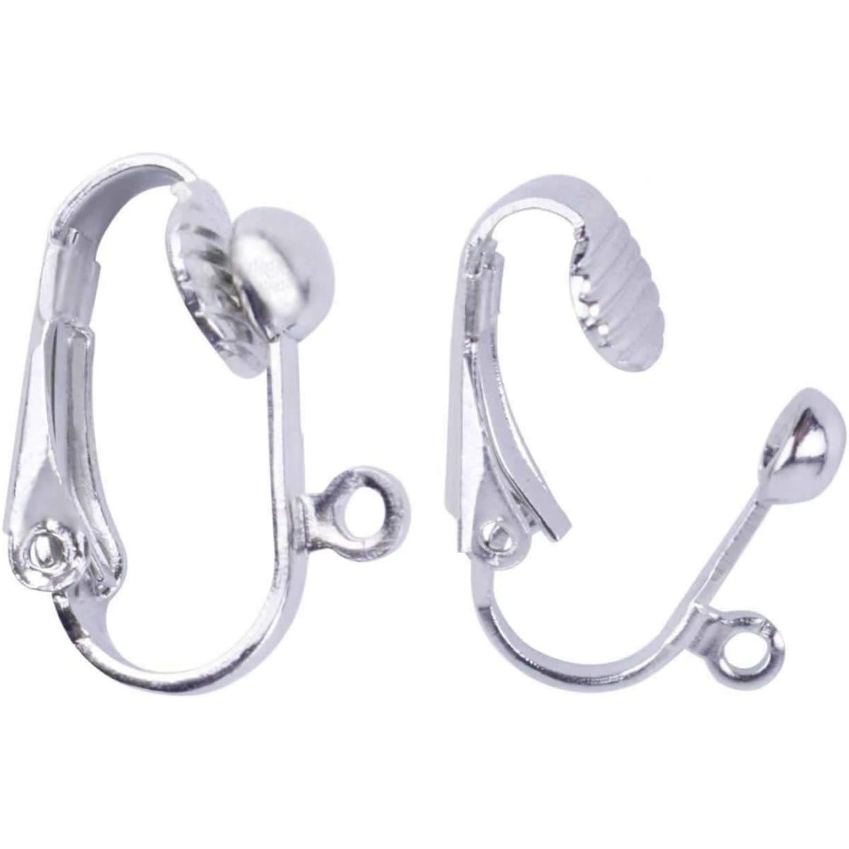 BronaGrand 20pcs Clip-on Earring Converter with Easy Open Loop (Silver)