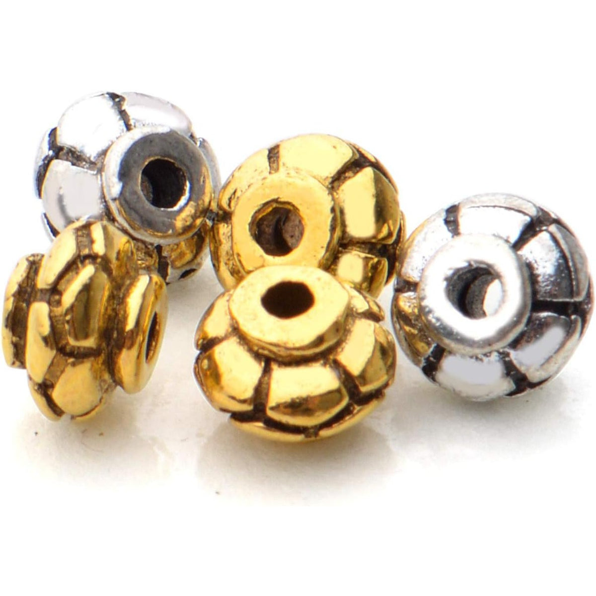 100pcs Lantern Shape Beads Spacers Alloy Tibetan Style Spacers Bicone Beads Loose Spacer Beads Jewelry Bead Charms DIY for Bracelet Jewelry Making and Crafting